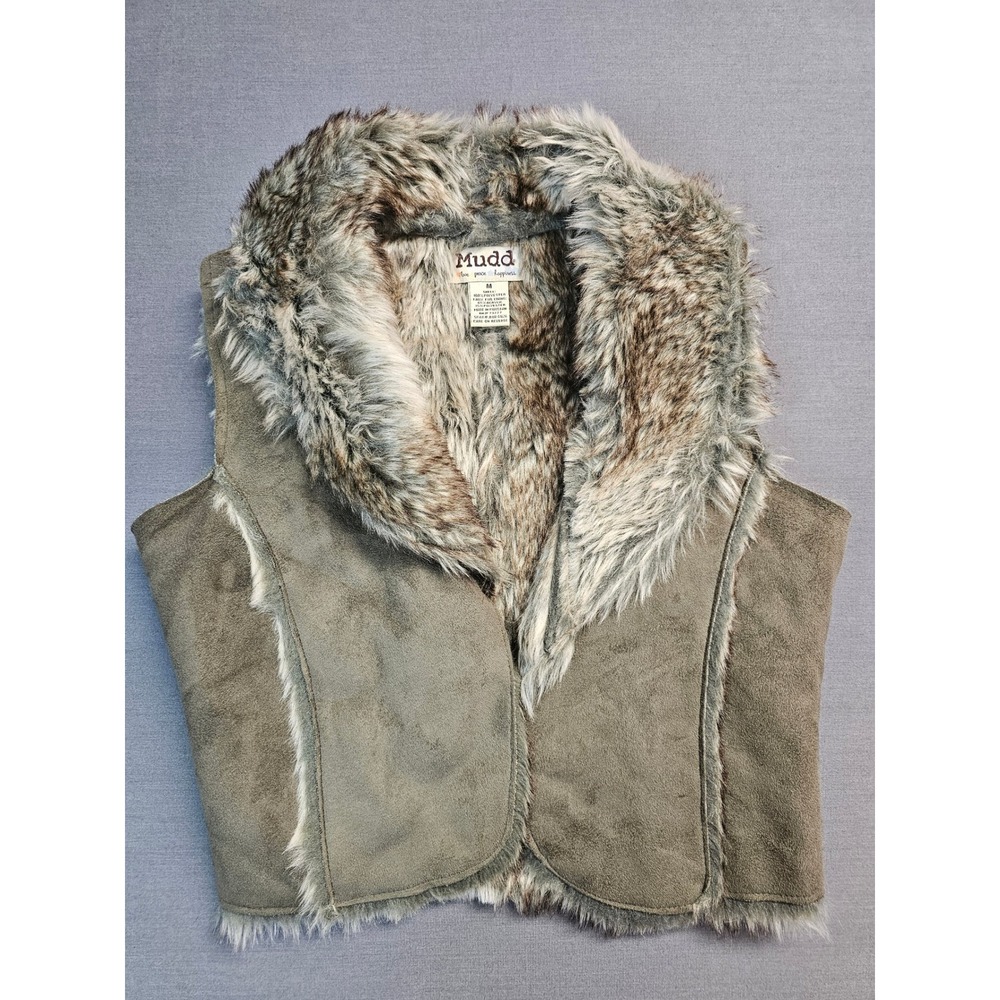 Mudd Womens Faux Fur Lined Suede Vest Medium